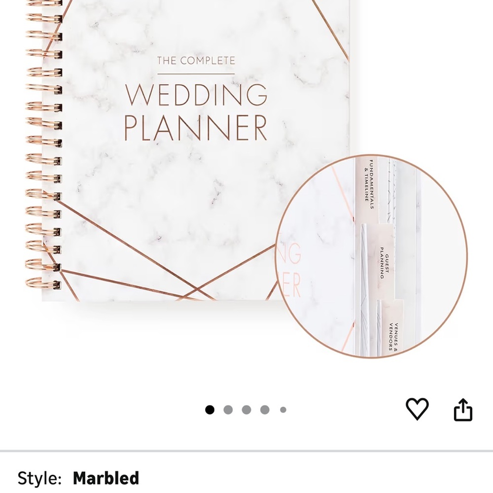 Marble Wedding Planner with Rose Gold Accents